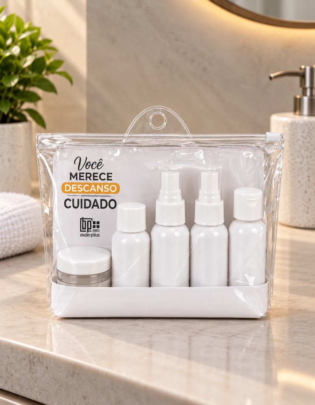 Kit Viagem Caraíva com 6 peças em estojo transparente