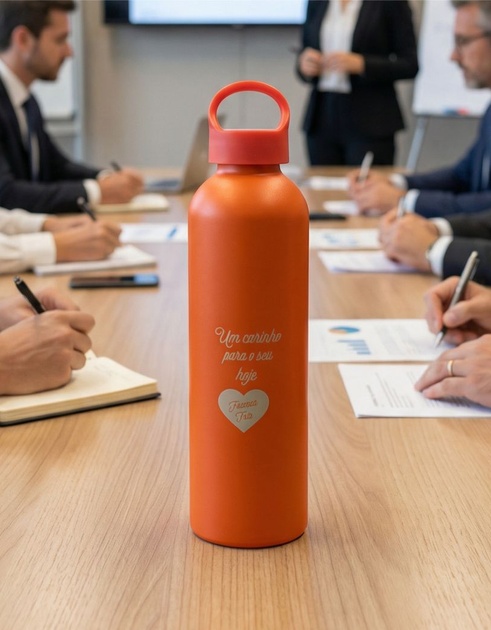 Garrafa Agatha laranja personalizada com gravação