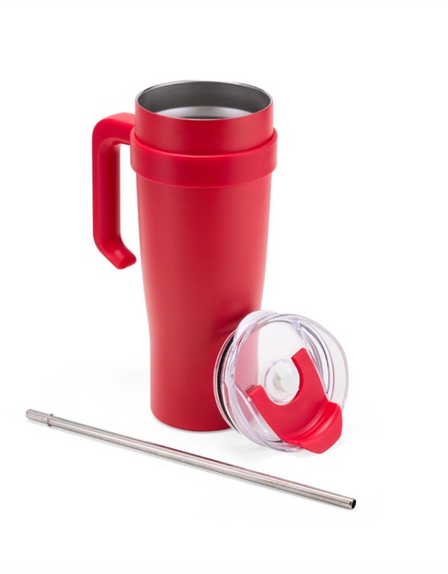 Copo térmico Vika com tampa e canudo de inox