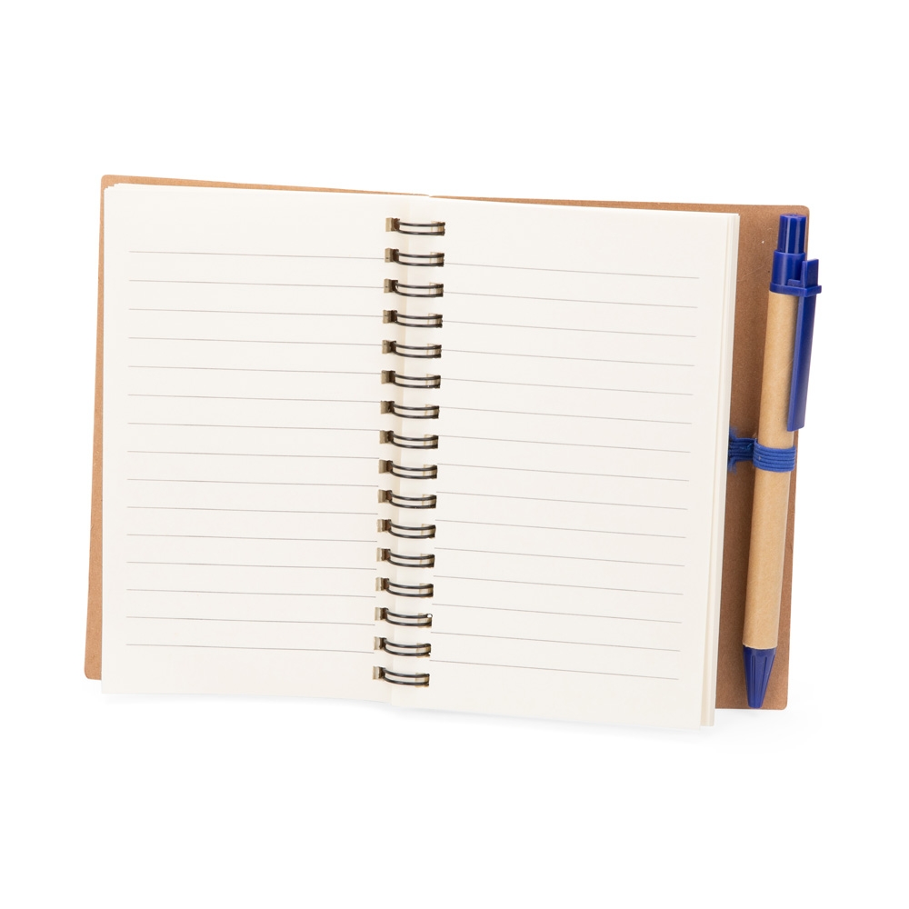 Caderno ecológico Jatobá aberto com miolo pautado
