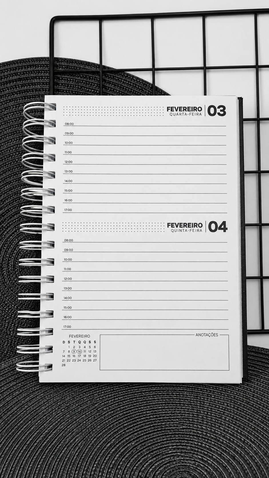 Miolo da Agenda Office com 2 dias por página