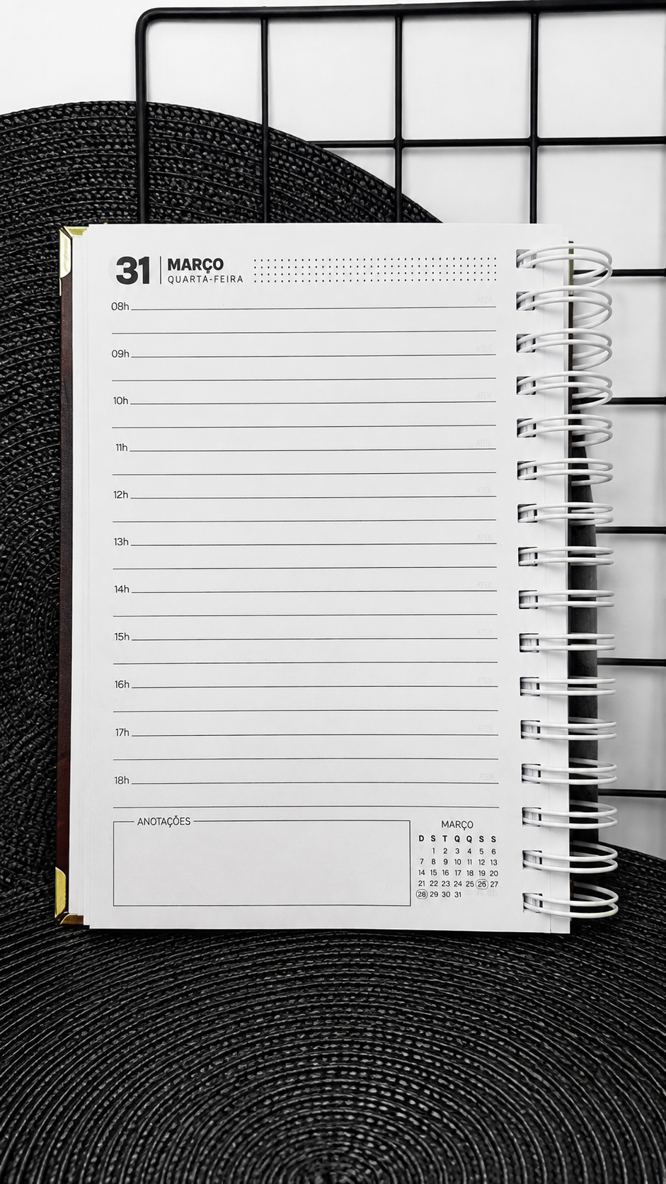 Miolo da Agenda Office com 1 dia por página