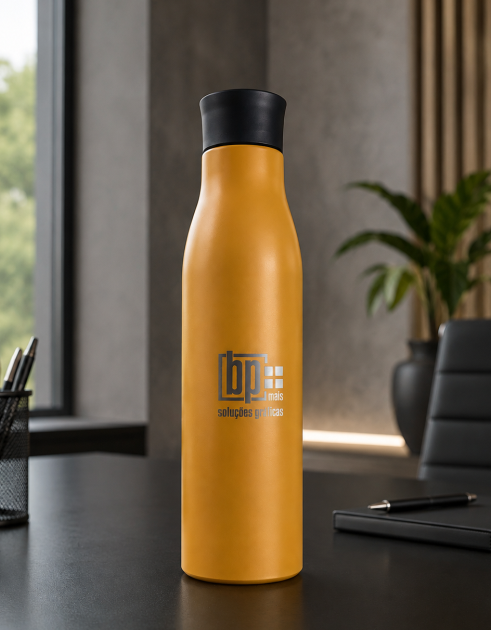 Garrafa Lívia laranja personalizada com gravação