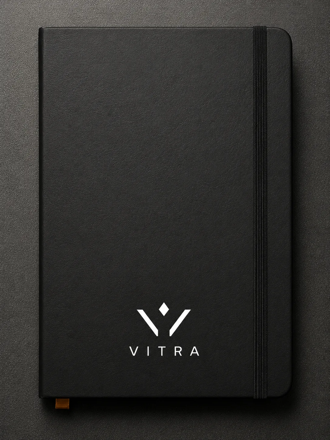 Caderneta Prisma preta personalizada com logotipo