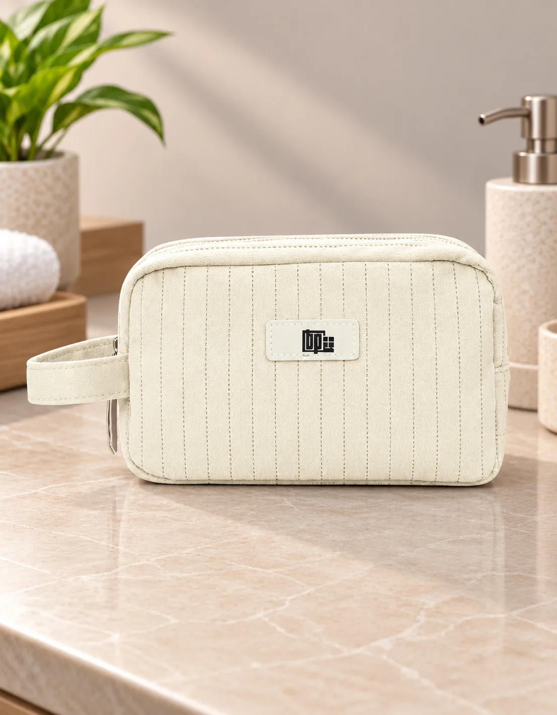 Nécessaire Fit off white personalizada em ambiente