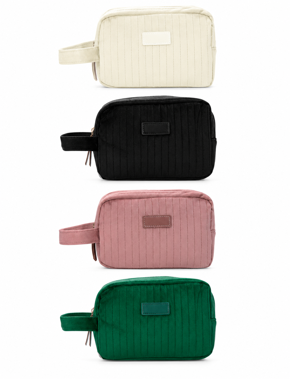 Nécessaire Fit nas cores off white, preta, rosa e verde