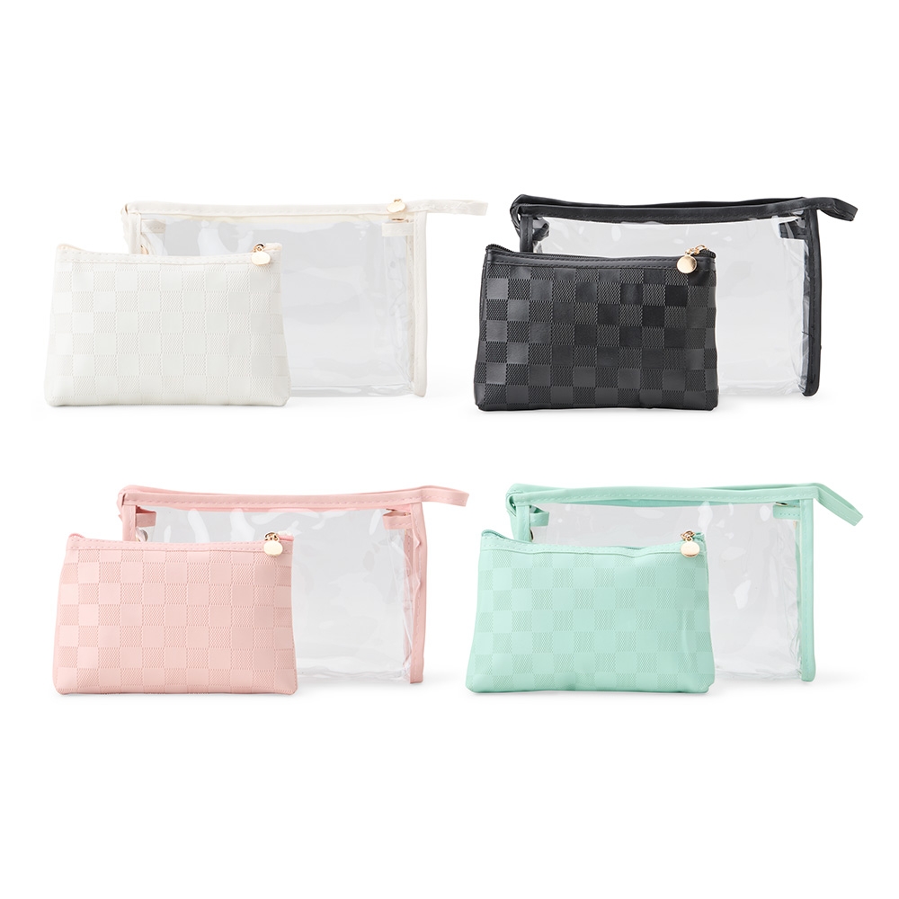 Nécessaire Active kit duas peças nas cores off white, preta, rosa e verde