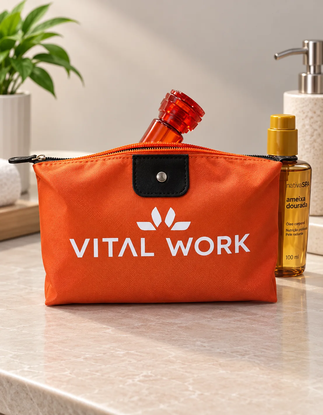 Nécessaire Urban laranja personalizada em ambiente